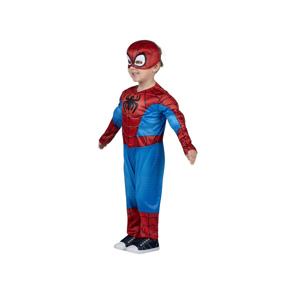 MARVEL Spidey Official Toddler Halloween Costume - Premium Quality Padded Jumpsuit and Fabric Mask