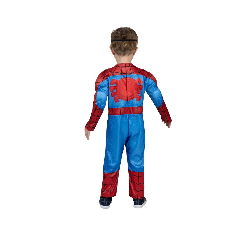 MARVEL Spidey Official Toddler Halloween Costume - Premium Quality Padded Jumpsuit and Fabric Mask