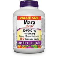 Webber Naturals® Maca Energy with Ginseng 500/200 mg, 150 Vegetarian Capsules