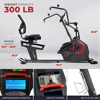 Sunny Health & Fitness Elite Recumbent Cross Trainer & Elliptical Machine with Arm Exercisers, Easy Adjust Seat, & Exclusive SunnyFit® App Enhanced Bluetooth Connectivity, Electromagnetic Resistance