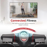 Sunny Health & Fitness 2-in-1 Premium Power Stepper with Resistance Bands, Low-Impact Cardio, Space-Saving, Height-Adjustable, 330 LB Max and SunnyFit® App Enhanced Bluetooth Connectivity