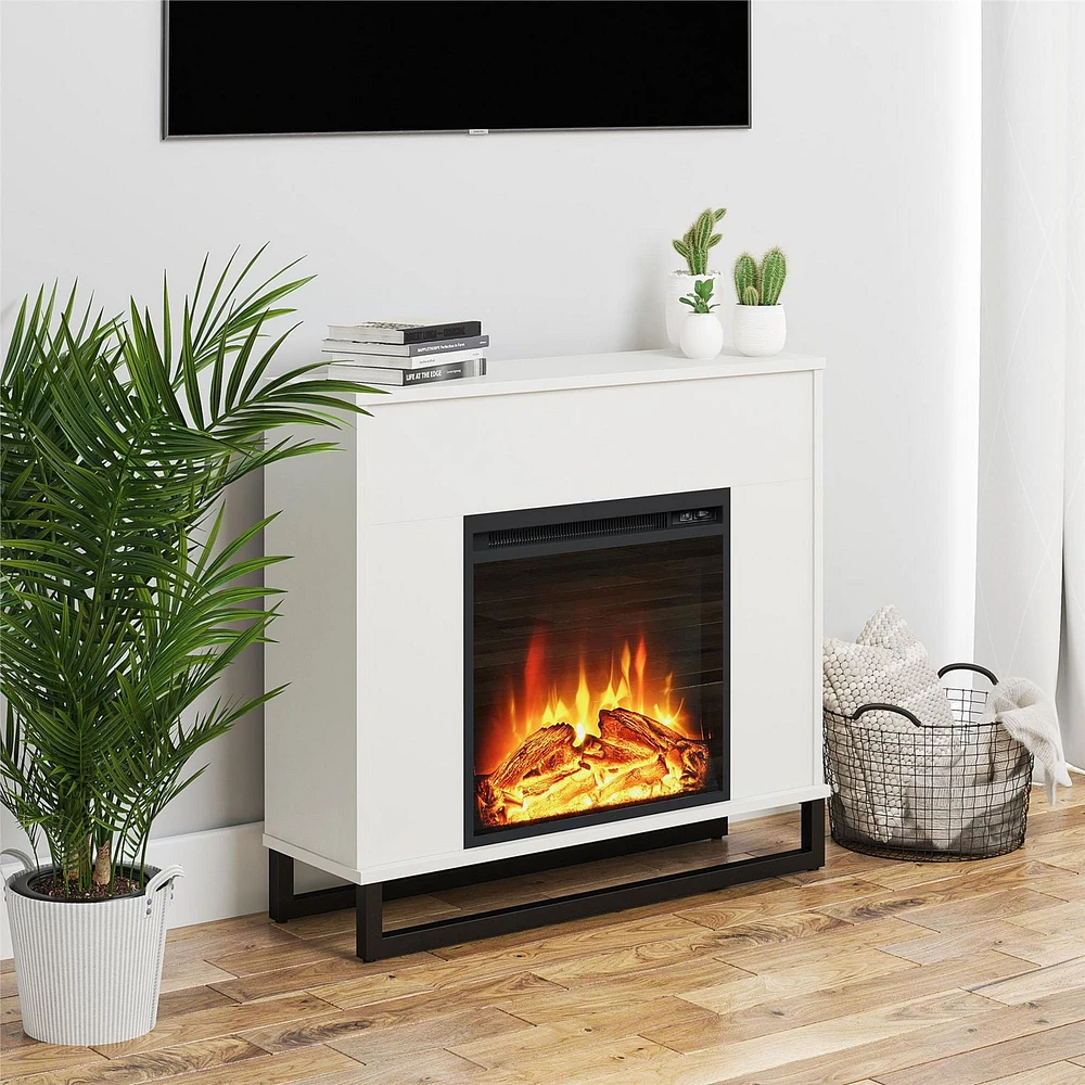 Ameriwood Home Ratcliff Electric Fireplace Mantel, White