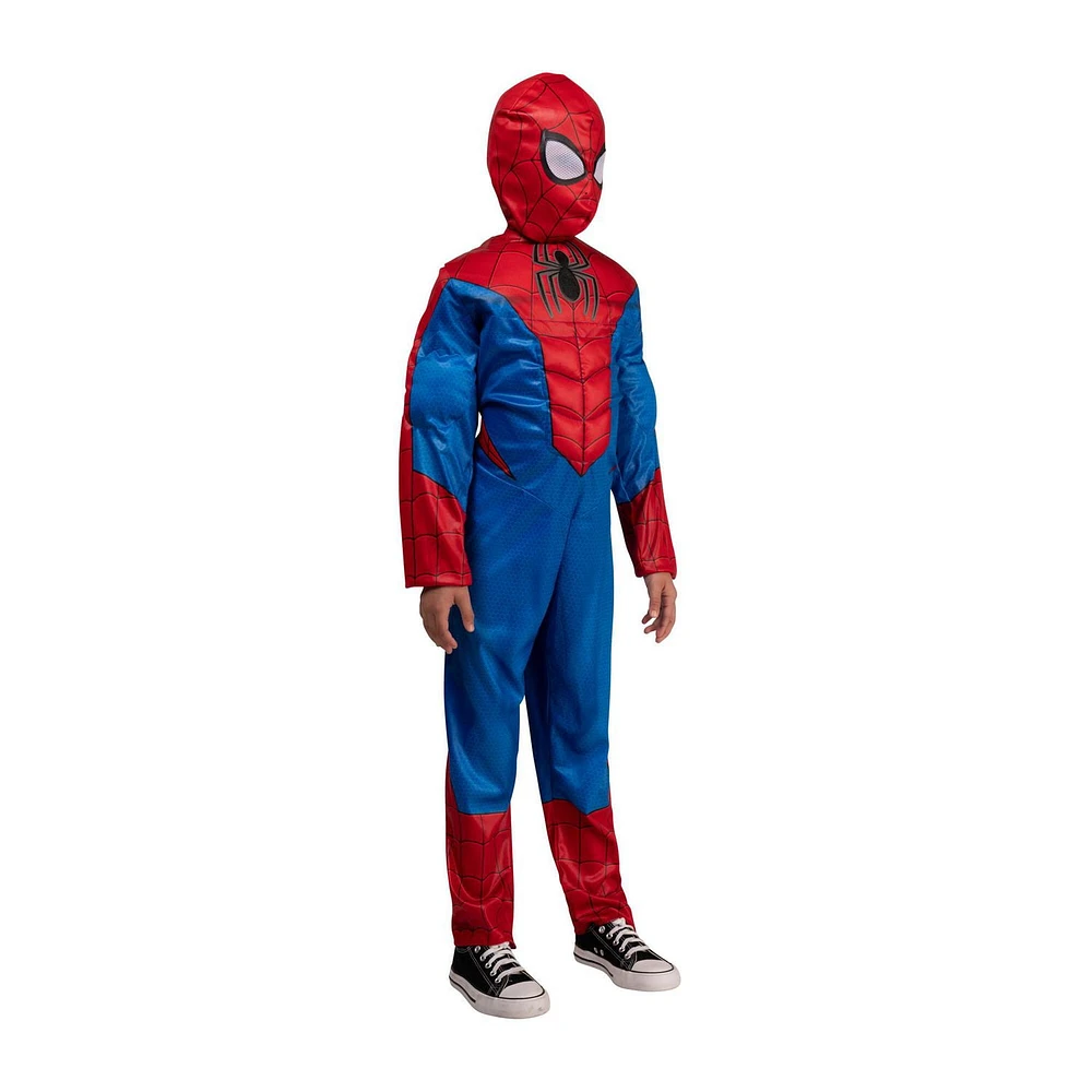 MARVEL Spider-Man Official Youth Halloween Costume - Premium Quality Padded Jumpsuit with Pull On Fabric Mask