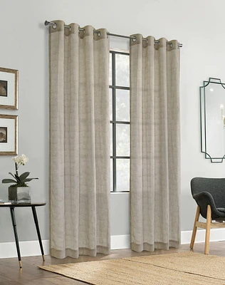 Landy Light Filtering Grommet Curtain Panel Pair 52" x 95" each in Linen