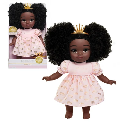 Littlelistas Lily 14-inch CROWNED Natural Hair Baby Doll & Accessories, Curly 3C Textured Hair, Deep Brown Complexion, Kids Toys for Ages 3 Up, An Extension of NATURALISTAS dolls, Designed and Developed by Purpose Toys, Littlelistas Lily CROWNED Natural Hair Baby Doll