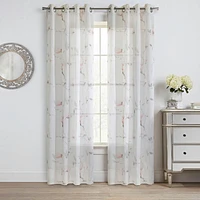 Siena Sheer Grommet Curtain Panel Pair 52" x 84" each in Coral