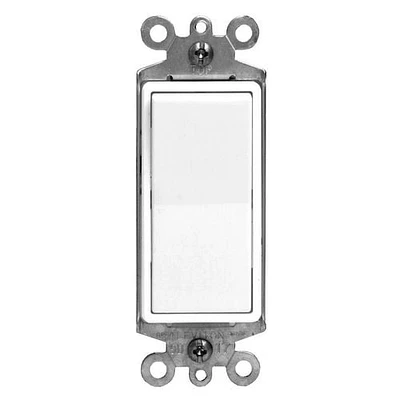 Decora Standard Single Pole Rocker Switch, 15A-120V White