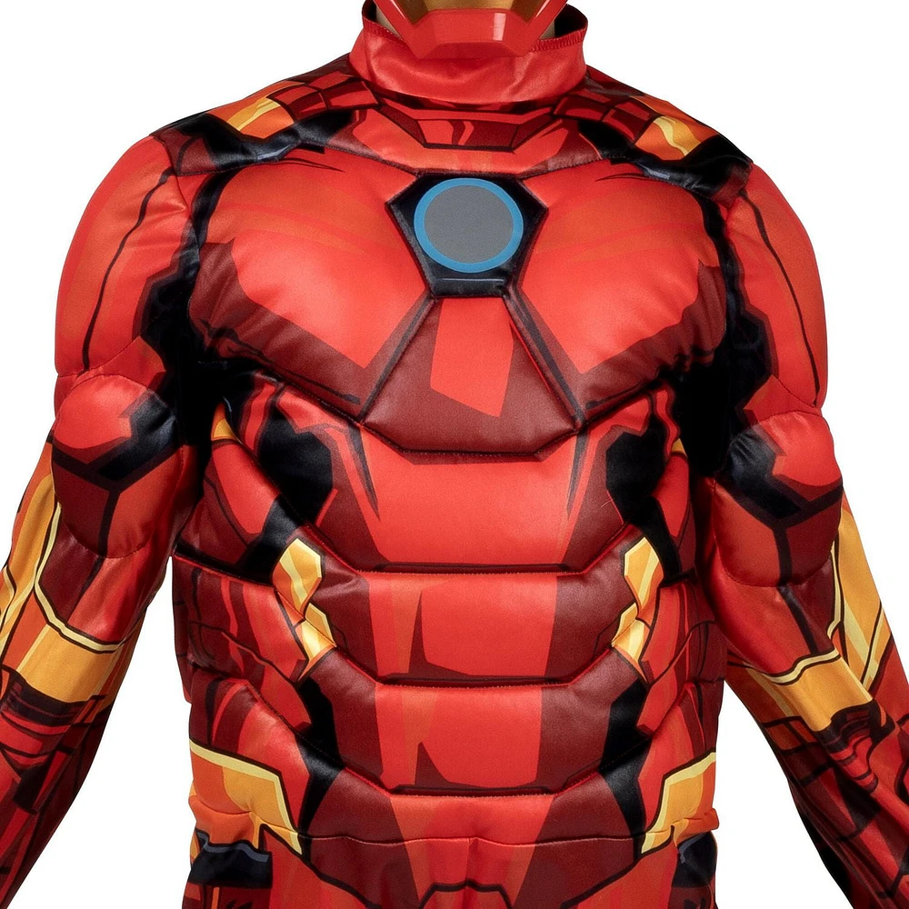 MARVEL Iron Man Official Youth Halloween Costume - Premium Quality Padded Jumpsuit with Plastic Mask