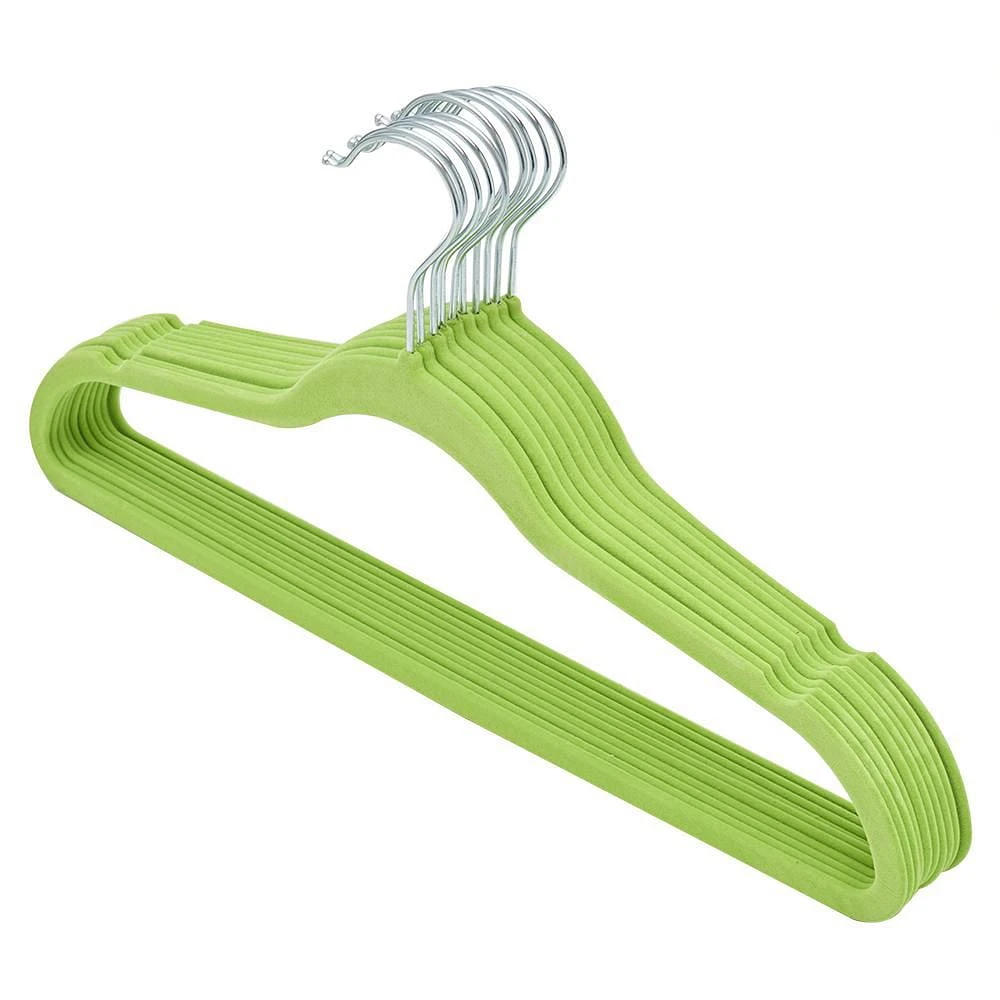 10 Piece Velvet Hanger, Green