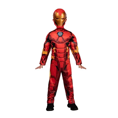 MARVEL Iron Man Official Youth Halloween Costume - Premium Quality Padded Jumpsuit with Plastic Mask