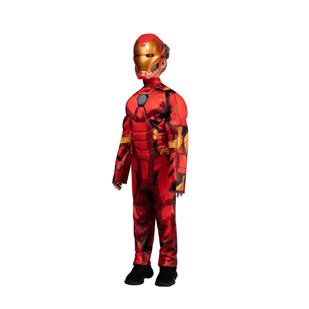 MARVEL Iron Man Official Youth Halloween Costume - Premium Quality Padded Jumpsuit with Plastic Mask