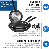 Granitestone Diamond 3-Piece Frying Pan Set, Nonstick Cookware