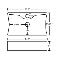 American Imaginations -in. W Above Counter White Bathroom Vessel Sink Set For 1 Hole Center Faucet AI