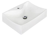 American Imaginations -in. W Above Counter White Bathroom Vessel Sink Set For 1 Hole Center Faucet AI