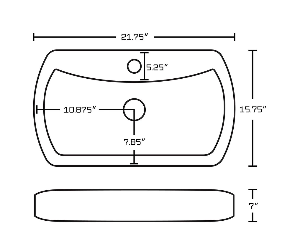 American Imaginations -in. W Above Counter White Bathroom Vessel Sink Set For 1 Hole Center Faucet AI