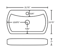 American Imaginations -in. W Above Counter White Bathroom Vessel Sink Set For 1 Hole Center Faucet AI