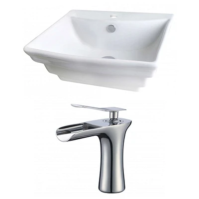 American Imaginations -in. W Above Counter White Bathroom Vessel Sink Set For 1 Hole Center Faucet AI