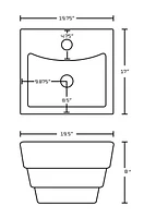 American Imaginations -in. W Above Counter White Bathroom Vessel Sink Set For 1 Hole Center Faucet AI