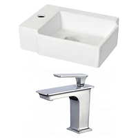 American Imaginations 16.25-in. W Wall Mount White Bathroom Vessel Sink Set For 1 Hole Left Faucet AI-17886