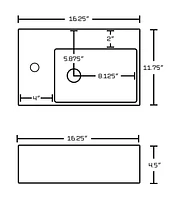 American Imaginations 16.25-in. W Wall Mount White Bathroom Vessel Sink Set For 1 Hole Left Faucet AI-17886