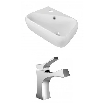 American Imaginations -in. W Above Counter White Bathroom Vessel Sink Set For 1 Hole Left Faucet AI