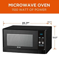 Commercial Chef 1.4 Cubic Foot Microwave with 10 Power Levels, Small Microwave with Push Button, 1100 Watt Microwave with Digital Control Panels