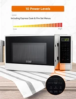 1.1 Cu Ft Microwave with 10 Power Levels, Small Microwave with Push Button, 1000W Countertop Microwave