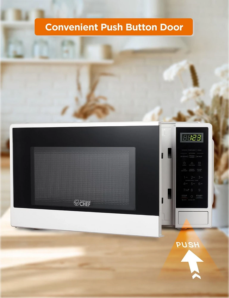 1.1 Cu Ft Microwave with 10 Power Levels, Small Microwave with Push Button, 1000W Countertop Microwave