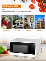 1.1 Cu Ft Microwave with 10 Power Levels, Small Microwave with Push Button, 1000W Countertop Microwave