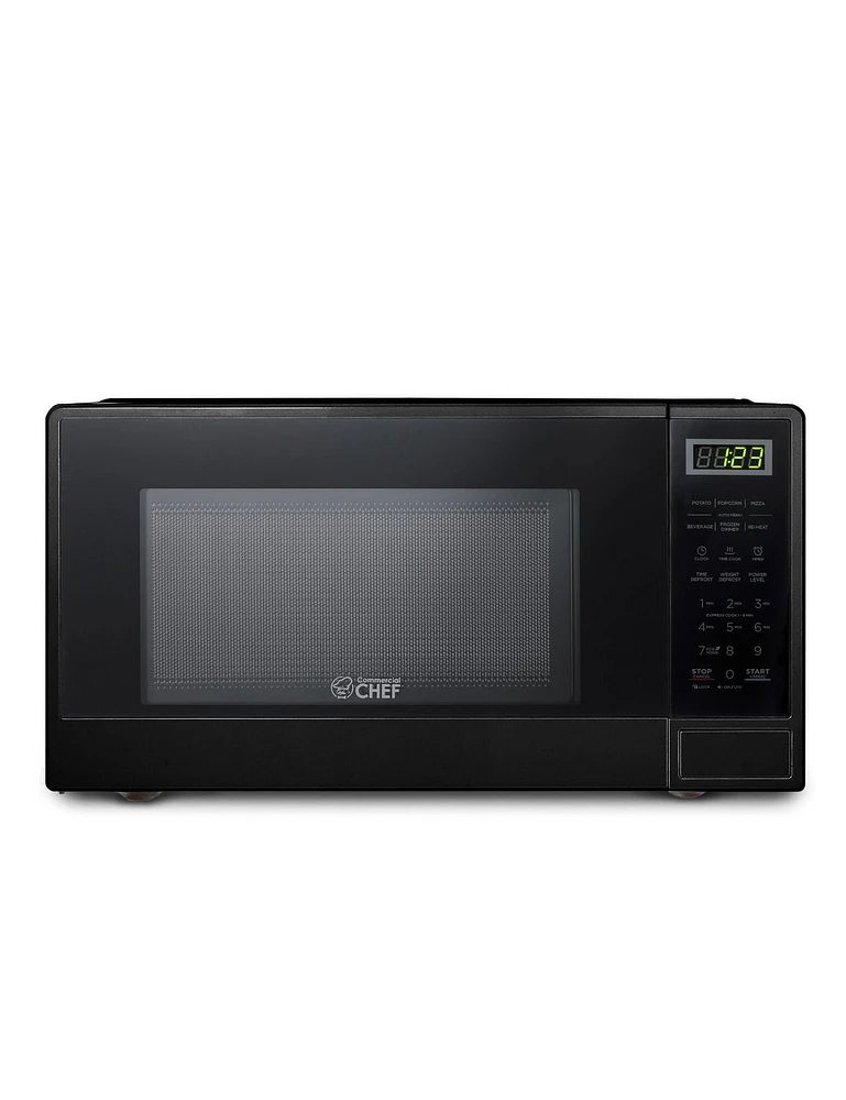 Commercial Chef 1.1 Cu Ft Microwave with 10 Power Levels, Small Microwave with Push Button, 1000W Countertop Microwave