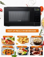 Commercial Chef 1.1 Cu Ft Microwave with 10 Power Levels, Small Microwave with Push Button, 1000W Countertop Microwave