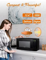 Commercial Chef 1.1 Cu Ft Microwave with 10 Power Levels, Small Microwave with Push Button, 1000W Countertop Microwave