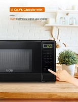 Commercial Chef 1.1 Cu Ft Microwave with 10 Power Levels, Small Microwave with Push Button, 1000W Countertop Microwave