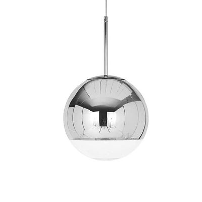 Light Pendant Sphere 14" in silver Glass Mirror Ball Ceiling Hang Lamp