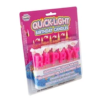 Quick Light Birthday Candles HAPPY BIRTHDAY Pink Glitter 13 Pc, Fun Birthday Candles