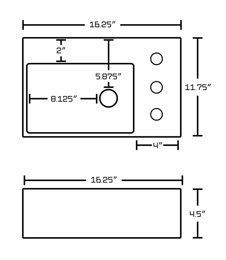 American Imaginations 16.25-in. W Wall Mount White Bathroom Vessel Sink Set For 3H8-in. Right Faucet AI