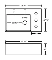 American Imaginations 16.25-in. W Wall Mount White Bathroom Vessel Sink Set For 3H8-in. Right Faucet AI