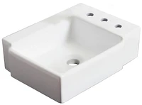 American Imaginations 16.25-in. W Wall Mount White Bathroom Vessel Sink Set For 3H8-in. Right Faucet AI