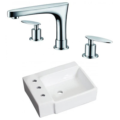 American Imaginations 16.25-in. W Above Counter White Bathroom Vessel Sink Set For 3H8-in. Left Faucet AI-22581