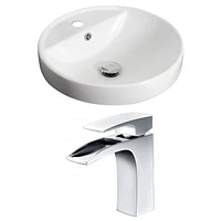 American Imaginations 18.25-in. W Drop In White Bathroom Vessel Sink Set For 1 Hole Center Faucet AI