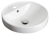 American Imaginations 18.25-in. W Drop In White Bathroom Vessel Sink Set For 1 Hole Center Faucet AI