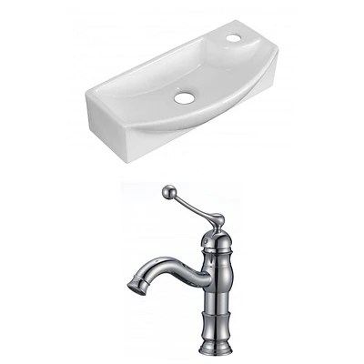 American Imaginations 17.75-in. W Wall Mount White Bathroom Vessel Sink Set For 1 Hole Right Faucet AI