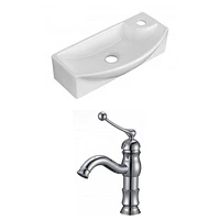 American Imaginations 17.75-in. W Wall Mount White Bathroom Vessel Sink Set For 1 Hole Right Faucet AI