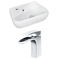 American Imaginations 17.5-in. W Wall Mount White Bathroom Vessel Sink Set For 1 Hole Left Faucet AI