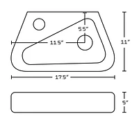 American Imaginations 17.5-in. W Wall Mount White Bathroom Vessel Sink Set For 1 Hole Left Faucet AI