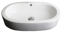 American Imaginations 25.25-in. W Semi-Recessed White Bathroom Vessel Sink Set For Deck Mount Drilling AI