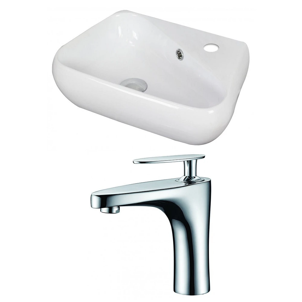 American Imaginations -in. W Above Counter White Bathroom Vessel Sink Set For 1 Hole Right Faucet AI