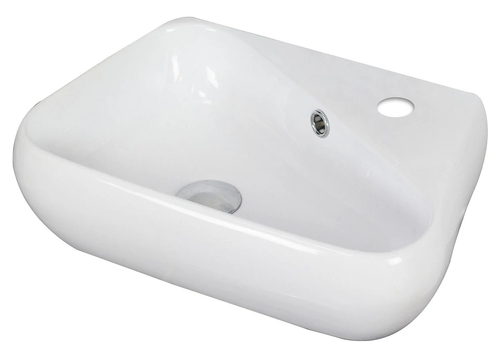 American Imaginations -in. W Above Counter White Bathroom Vessel Sink Set For 1 Hole Right Faucet AI