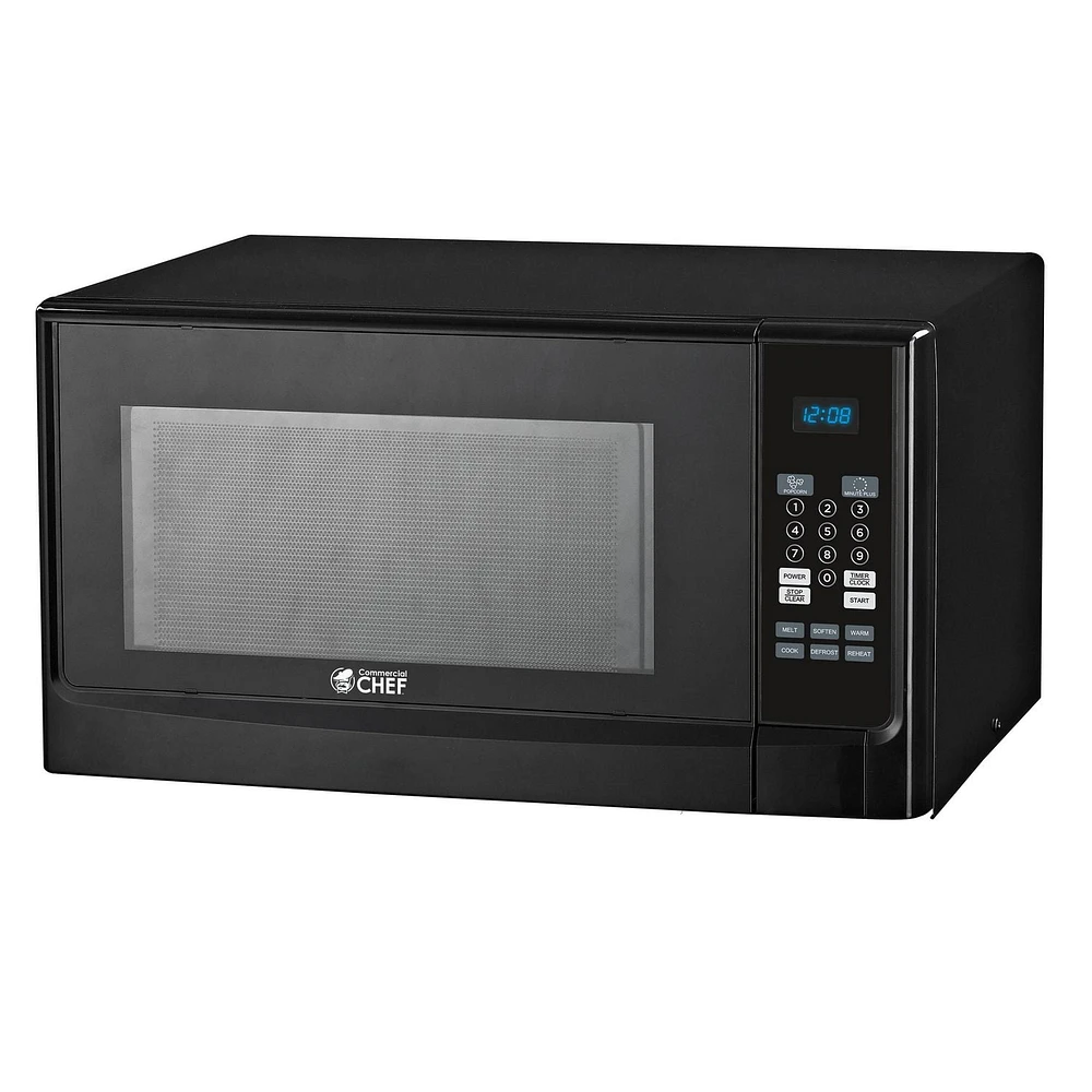 Commercial Chef 1.4 Cubic Foot Microwave with 10 Power Levels, Small Microwave with Push Button, 1100 Watt Microwave with Digital Control Panels