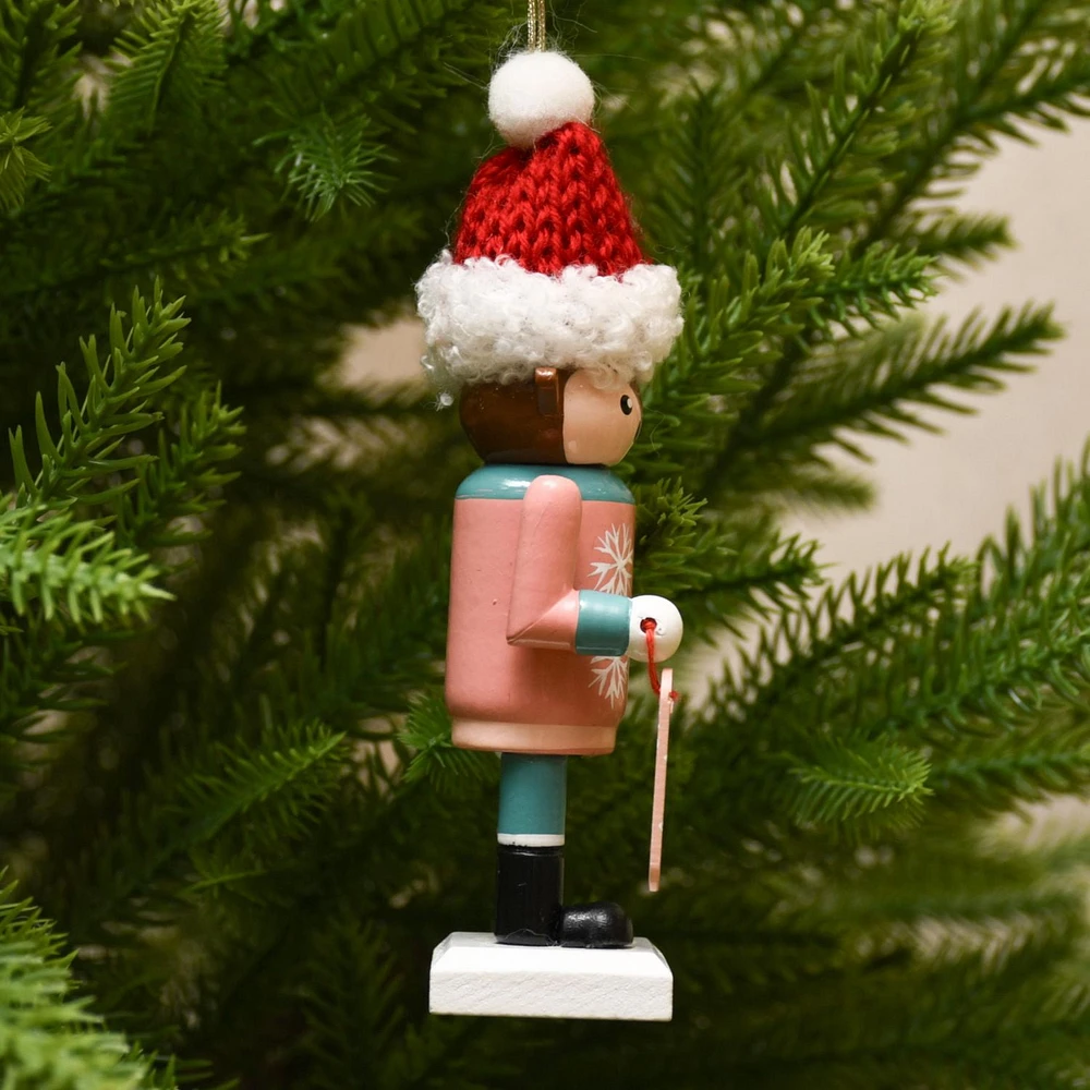 Holiday Time Jingle Mingle Reindeer Nutcracker Christmas Ornament , Pink